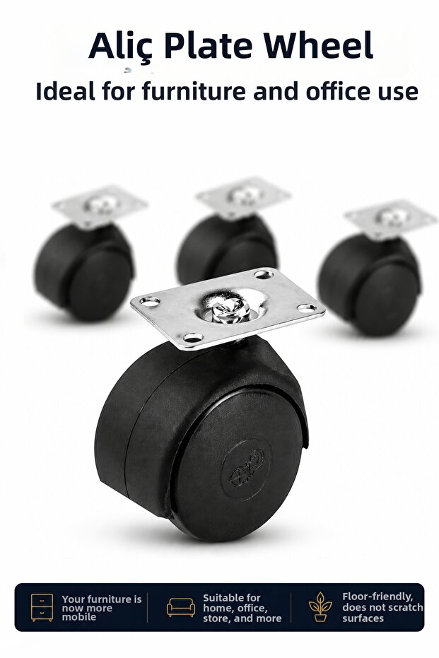 Furniture Caster with Table Top 4 Pieces 360 ° Swivel Silent Moving Seat Cabinet Coffee Table Tv Unit Wheel
