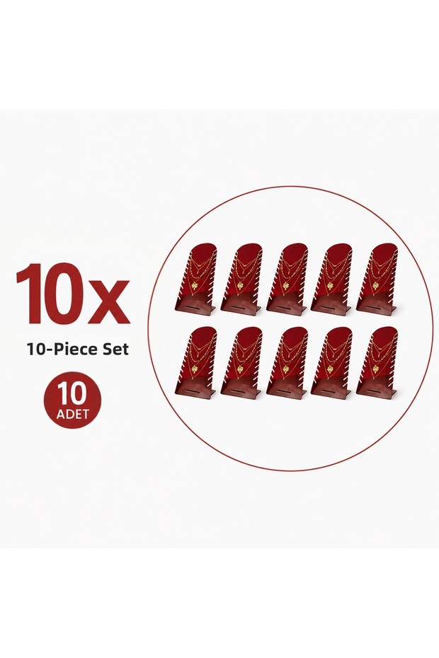 10-Piece Plexiglass Necklace Stand Transparent Red - Jewelry Organizer - Jewelry Storage