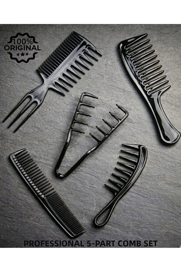 5-piece professional hairdressing comb set for hair styling and bleaching