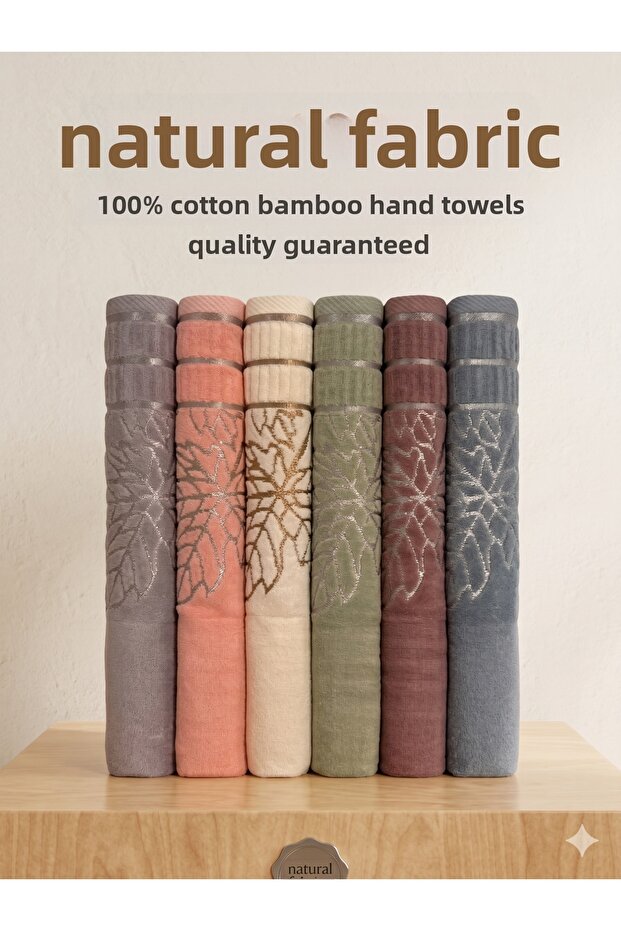 100% Cotton Bamboo Chinese Patterned Multicolor Bath Hand Towel Set of 6