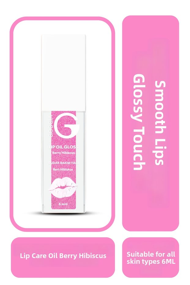 Lip Oil Gloss Berry Hibiscus | Sparkling Moisturizing Shine Lip Care Oil