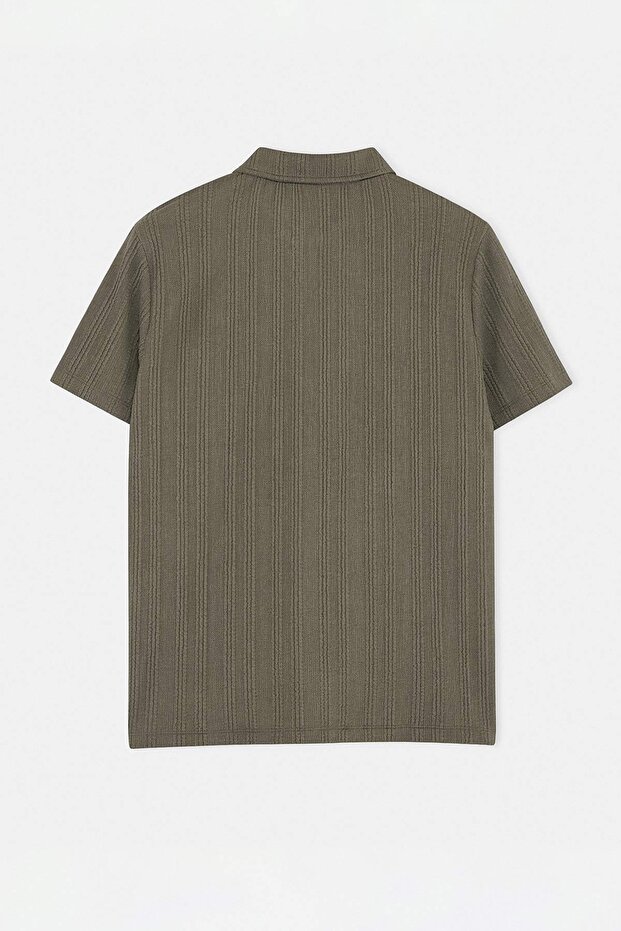 Haki Regular Polo Yaka Düz Polo Yaka T-shirt TMNSS26PO00019 - 6