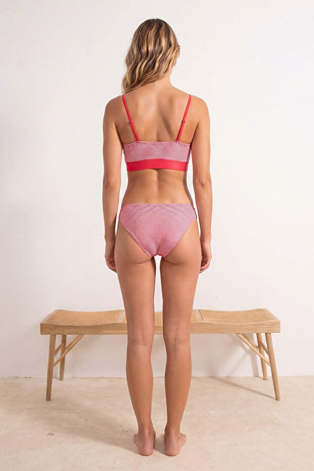 Puantiye Desenli Straplez Kaplı Normal Bel Regular Bikini Takımı TBESS26BT00211 - 3