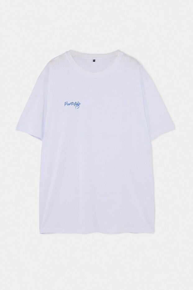 Büyük Beden Beyaz Regular Kalıp Baskılı %100 Pamuk T-Shirt TMNSS26BF00008 - 5