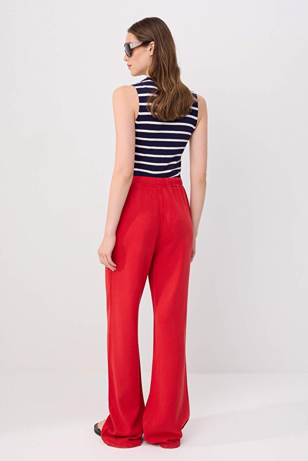 Kırmızı More Sustainable %100 Tencel™ Beli Lastikli Yüksek Bel Jeans TWOSS24JE00203 - 4