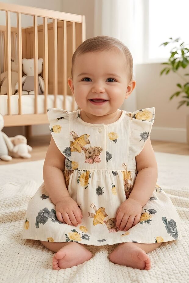Baby Girl 100% Cotton Woven Patterned Dress