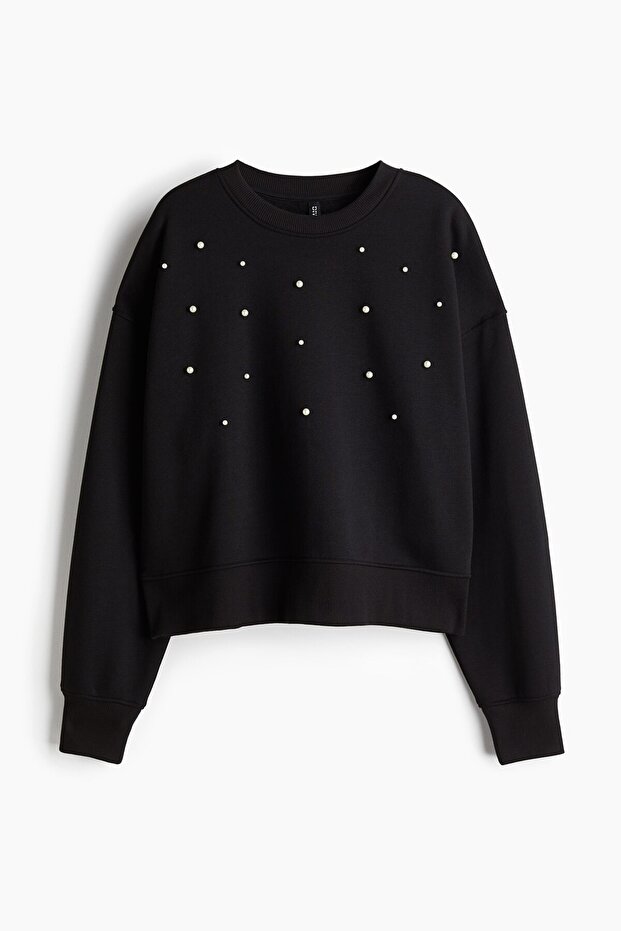 İşlemeli Oversize Sweatshirt - 1