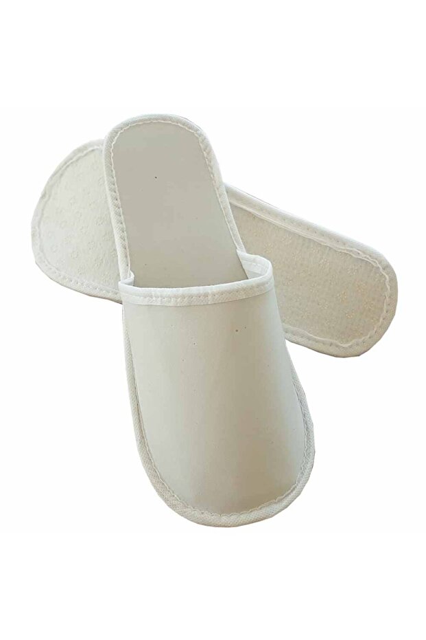10 Pairs of Spa Slippers with Non-Slip Sole White Hotel Slippers Disposable Disposable