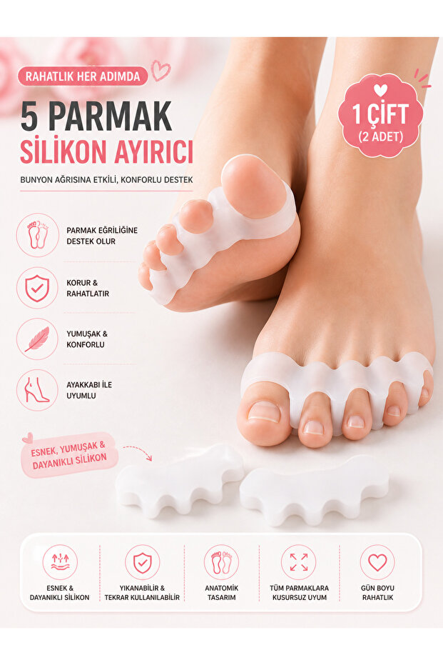 Reel Toe 5 Finger Separating Silicone Bunion Protector Finger Separator Night Splint Hallux Valgus
