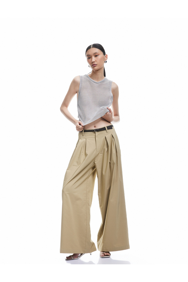 Viscose Crew Neck Knitwear Sleeveless T-Shirt