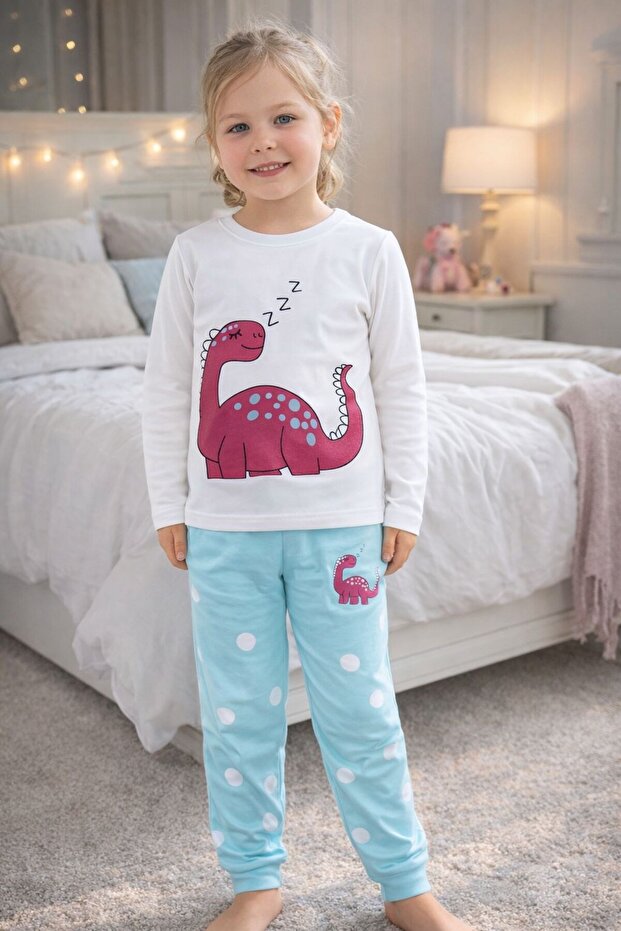 Girl's Sleeping Dinosaur Pajamas Tk.Gke0022