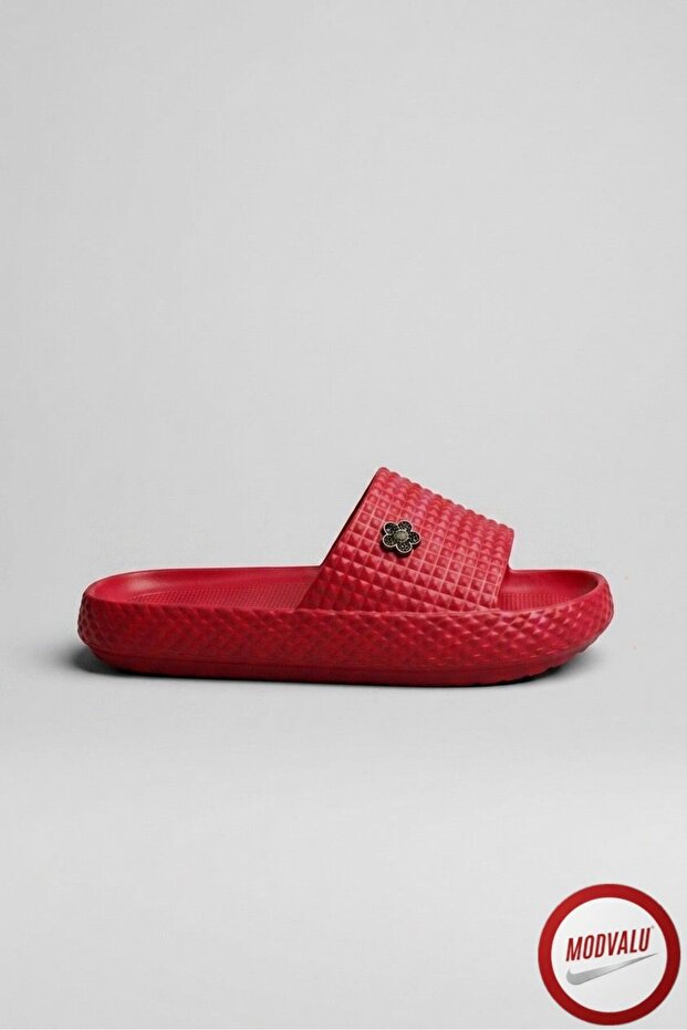 Women's Stoned Red Lightweight Non-Slip Sole Bathroom Balcony Slippers