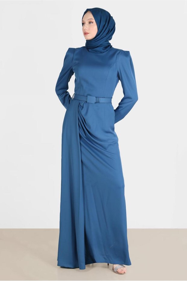 Saten Tesettür Evening Dress 50170