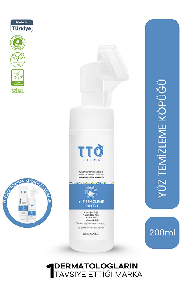 TTO Thermal Yüz Temizleme Köpüğü 200 ml Aplikatörlü Cilt Temizleyici Demodex’e Eğilimli Ciltler
