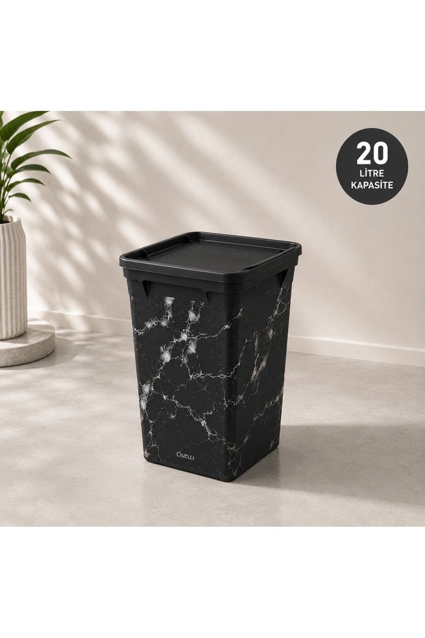 Sİyah Marble Çöp Kovası 20 l