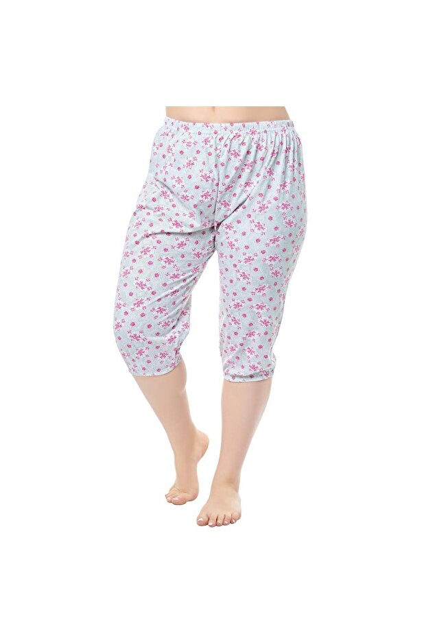 Patterned Elastic Short Mother's Pajama Bottoms 019