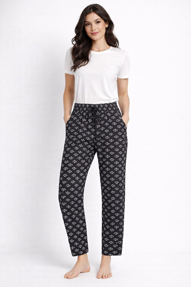 Women's Patterned Viscon Lycra Single Bottom Pants with Pockets