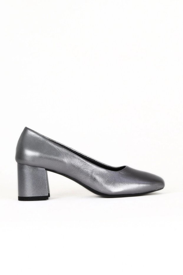 Lead Shiny Leather Women's Heeled Shoes 01We5601