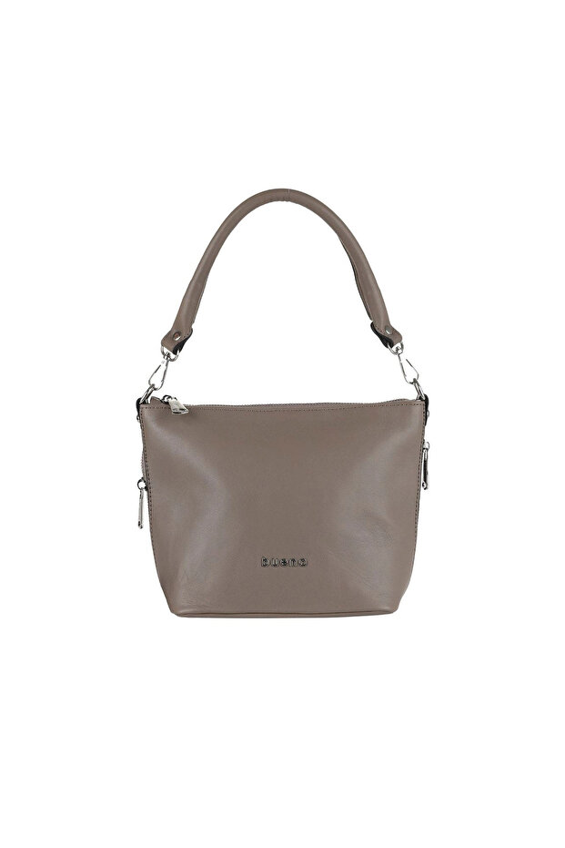 Gray Leather Women's Shoulder Bag