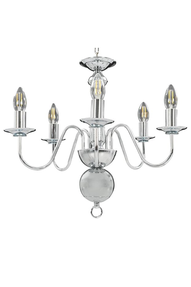 Candelabru, argintiu, 5 becuri E14 - 2