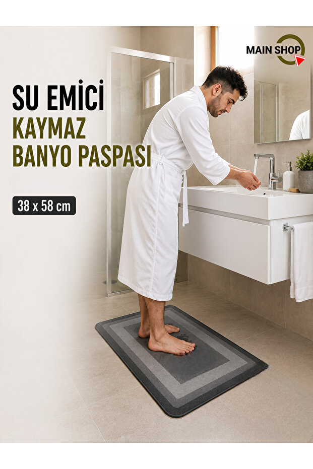 Main Shop 38X58 cm Non-Slip Base Water Absorbent Bath and Shower Mat - Quick Drying M-60