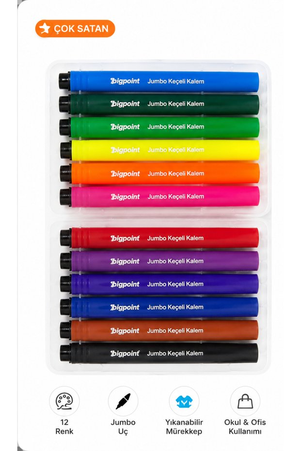 12 Colors Jumbo Triangle Felt Tip Pen