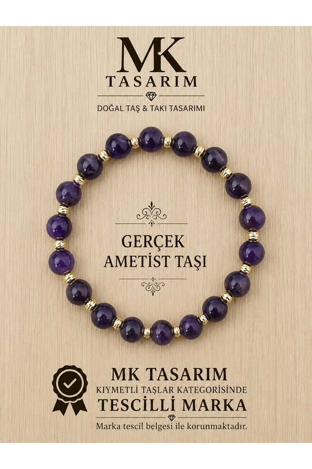 Real Amethyst Stone Bracelet Mk.7000.810- Comfort-Peace-Energy- Stress Relief Bracelet-Colors Are Not Painted -They Are Their Own Color