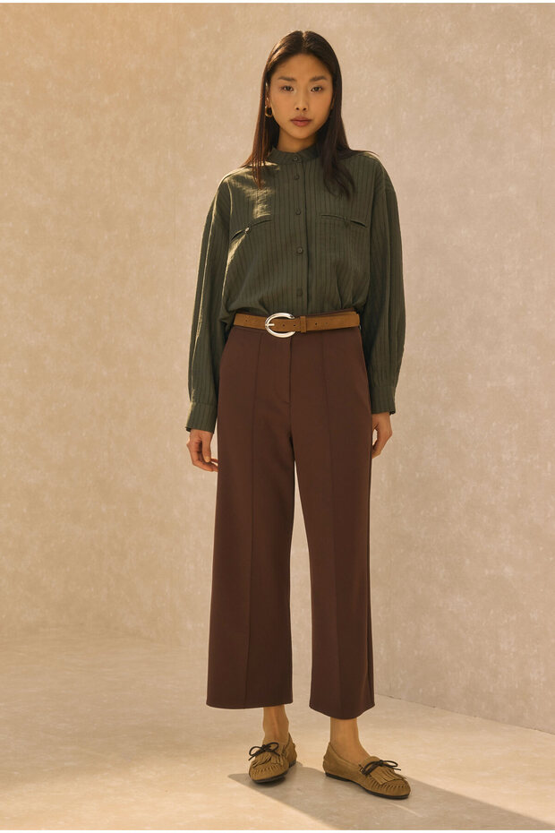Ribbed Midi Pants Bitter Brown - 7