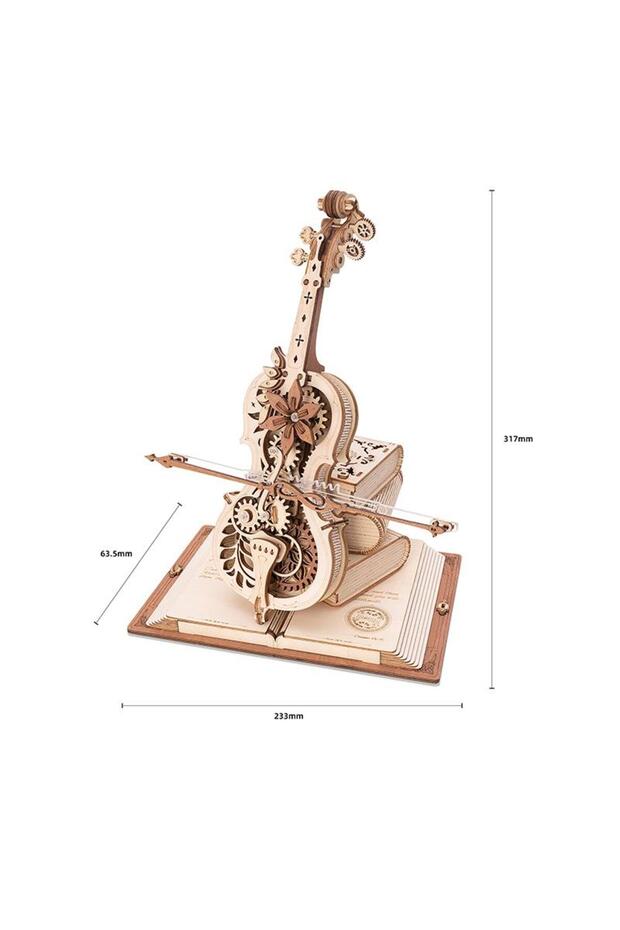 AMK63 Çello Müzik Kutusu (Magic Cello) Music Box DIY Mechanical 3D Wooden Puzzle Maket Model Se - 8