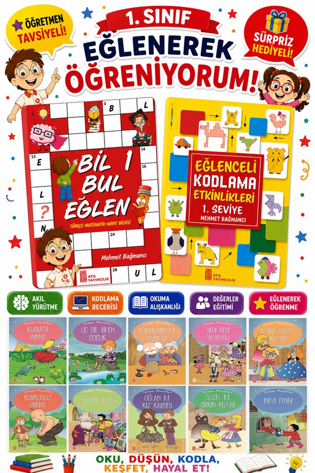 Set of 10 Stories That Make Students Love Reading for Grades 1-2 - Bil Bul Eğlen-Kodlama (at School, at Home, on Vacation)