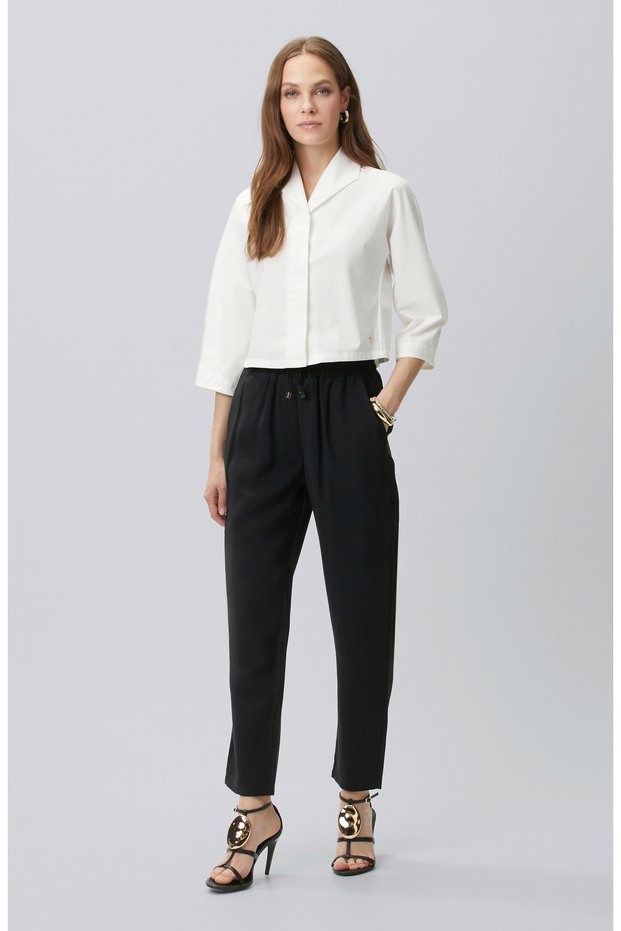 Siyah Diyagonal Desenli Jogger Pantolon