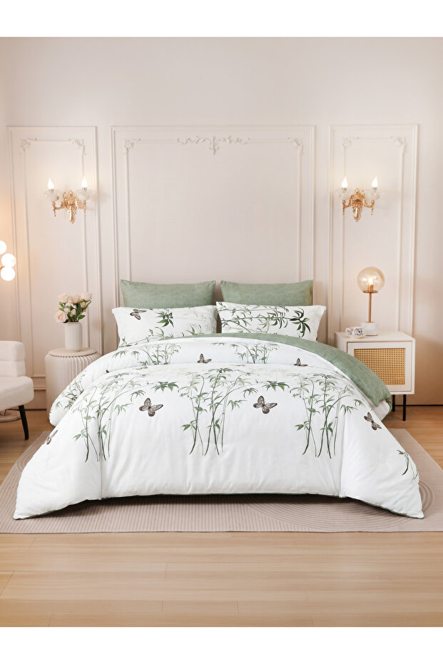 4-Pcs Printed Duvet Cover Set Queen Size 200x230cm, Brushed Microfiber Fabric (Without Filler)
