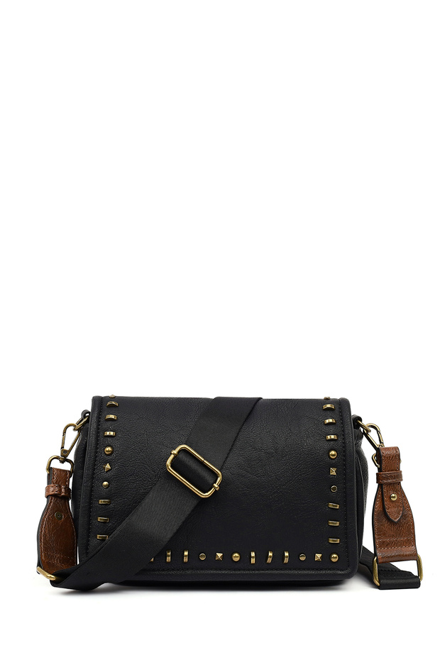 Women's Black Long Strap Crossbody Bag 26Pbd245318