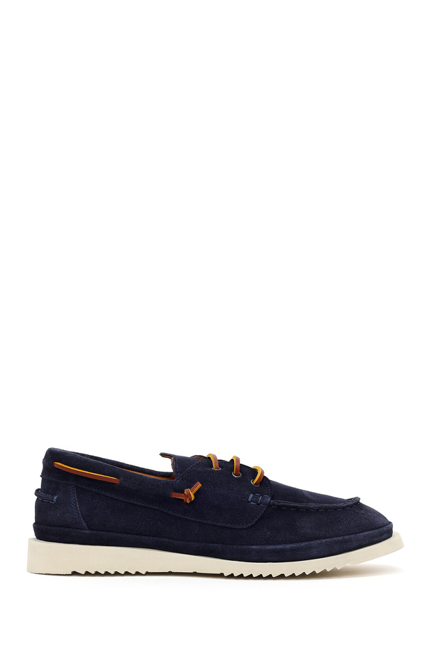 Men's Navy Blue Lace-Up Suede Leather Casual Shoes 26Sfd828010