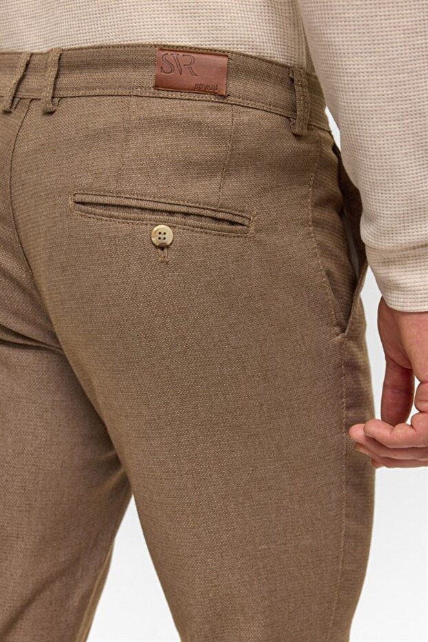 Bej Slim Armürlü Pantolon - 6