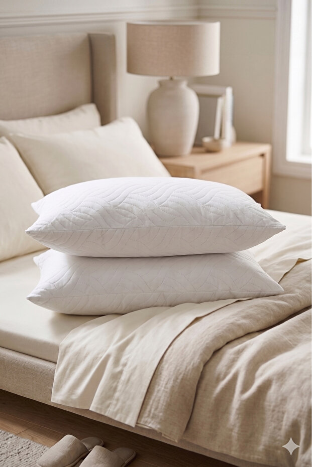 2 Pieces 900 Gr Quilted Silicone Pillow Set 50X70