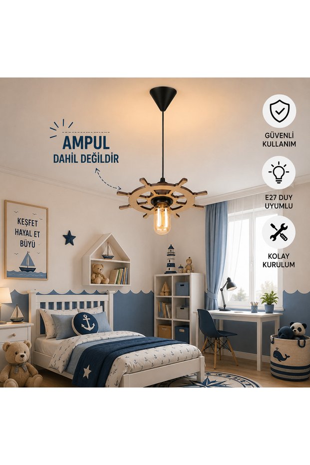 Ahşap Doğal Dümen avize