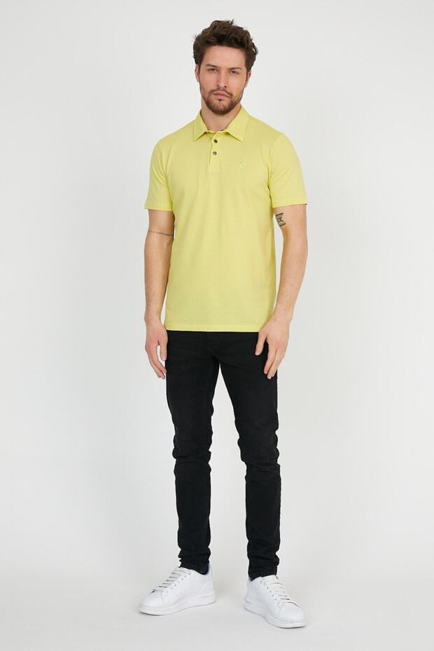 Ανδρικό μπλουζάκι Basic Polo Collar Plain Comfort Saffron - 3