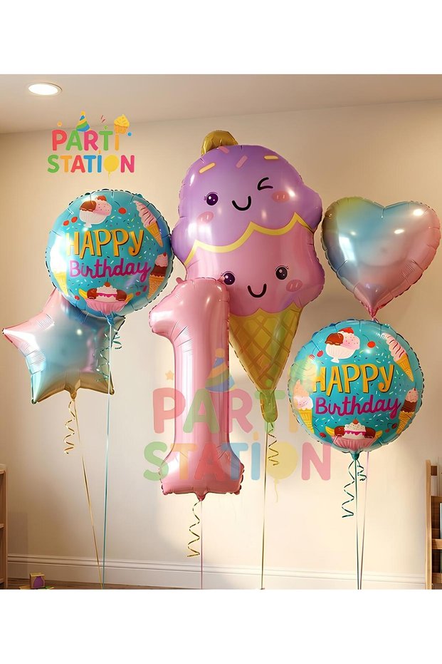 Bakery Candy Ice Cream Theme 1st Birthday Balloon Set Ice Cream Theme Birthday Balloons