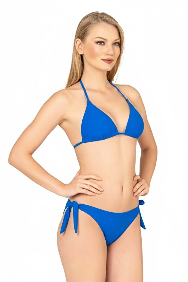 Beria Women's Triangle Half Padded Cobalt Blue Bikini Set
