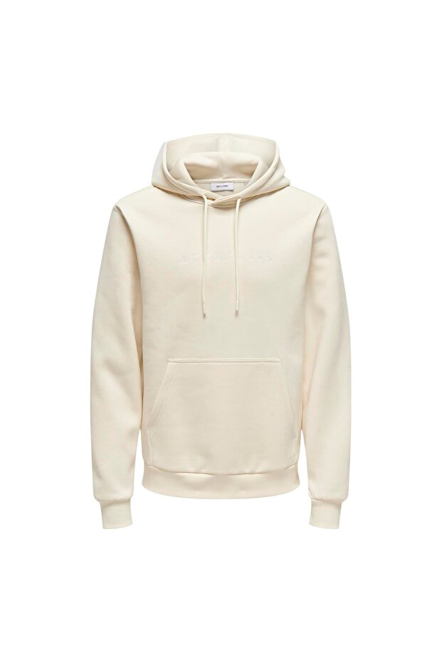 سترة رياضية بيضاء للرجال بياقة مزودة بغطاء للرأس ONSCONNOR AUTHENTIC REG HOODIE SWEA