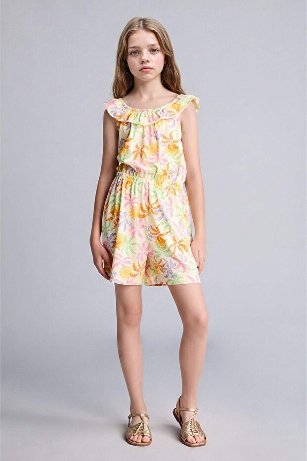 100% Cotton Floral Sleeveless Short Shorts Jumpsuit Girls E5803A826Sm