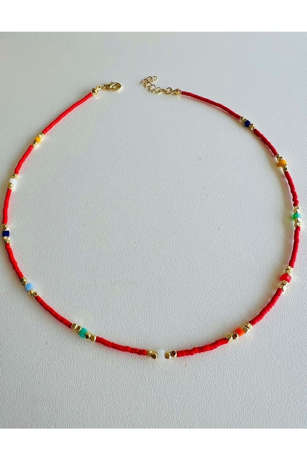 RED Beaded NECKLACE 40 CM ACR7393