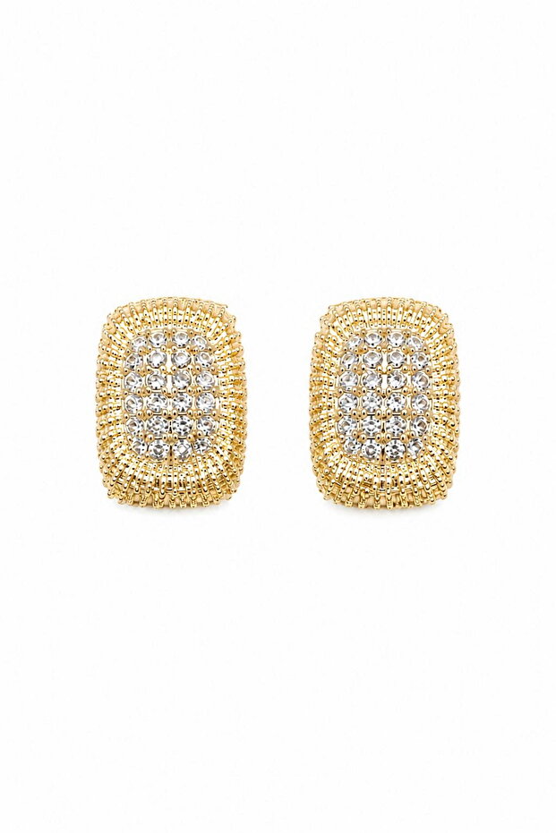 Women's Earrings Line Serrated Bezel Zircon Stone 2cm Earrings