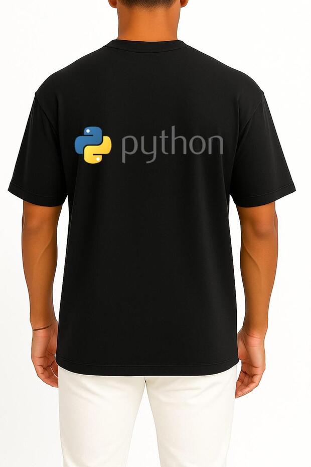 Oversized Python Programming Language Pocket and Back Design Unisex T-Shirt - 2