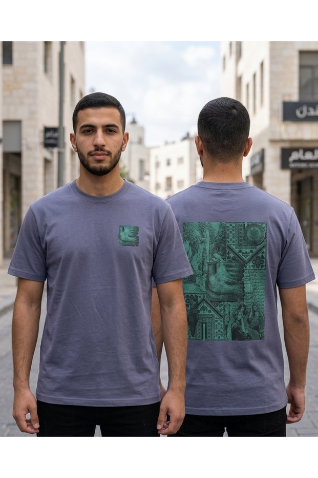 T-Shirt Short Sleeve Palestine Dove Ancient Collage Printed Unisex Cotton T-Shirt
