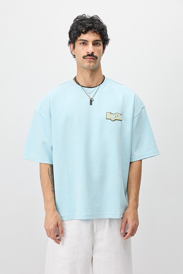 Oversize printed t-shirt baby blue
