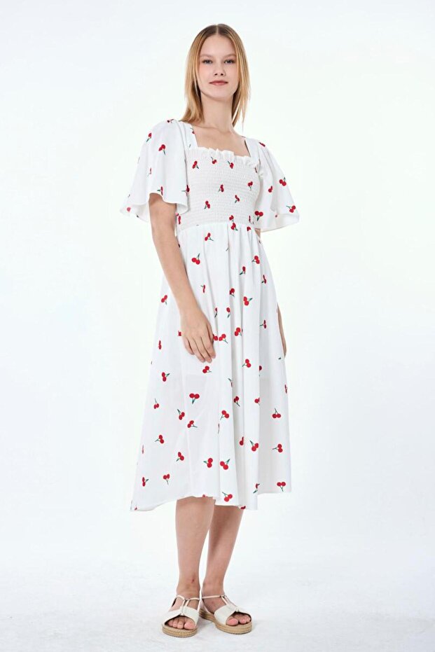 Digital Printed Dress with Giped Bust