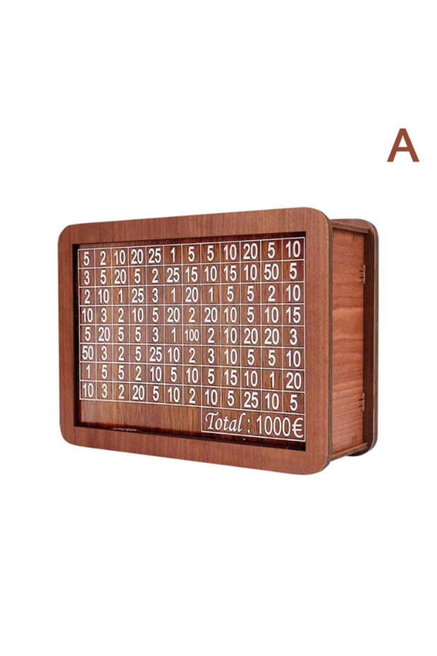 A1000 capacity Money Box Piggy Bank Wood Money Bank, Reusable Money Box With Saving Goal And Numbers