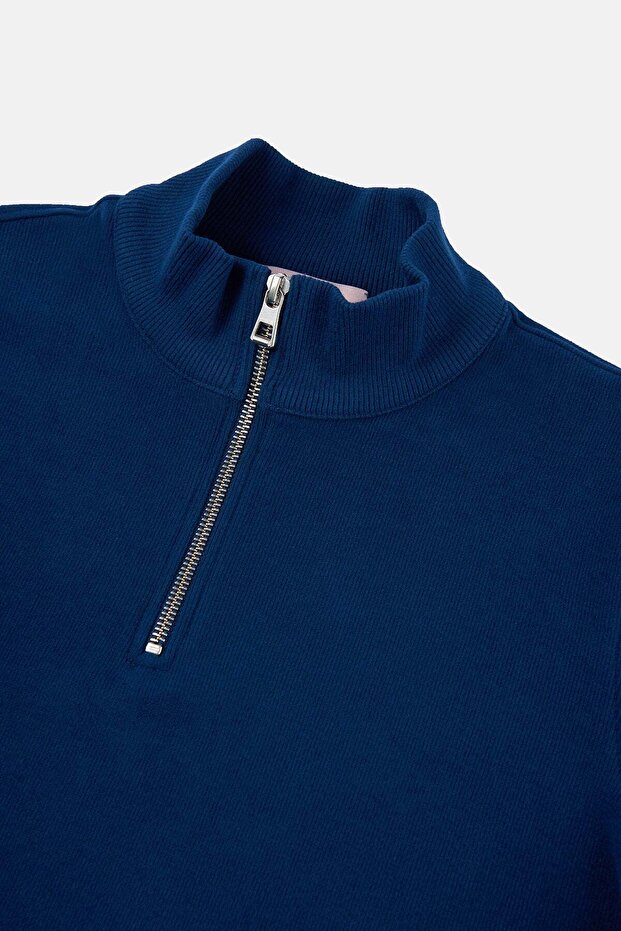 Basic Supersoft Quarter-Zip Sweatshirt - Navy Blue - 2
